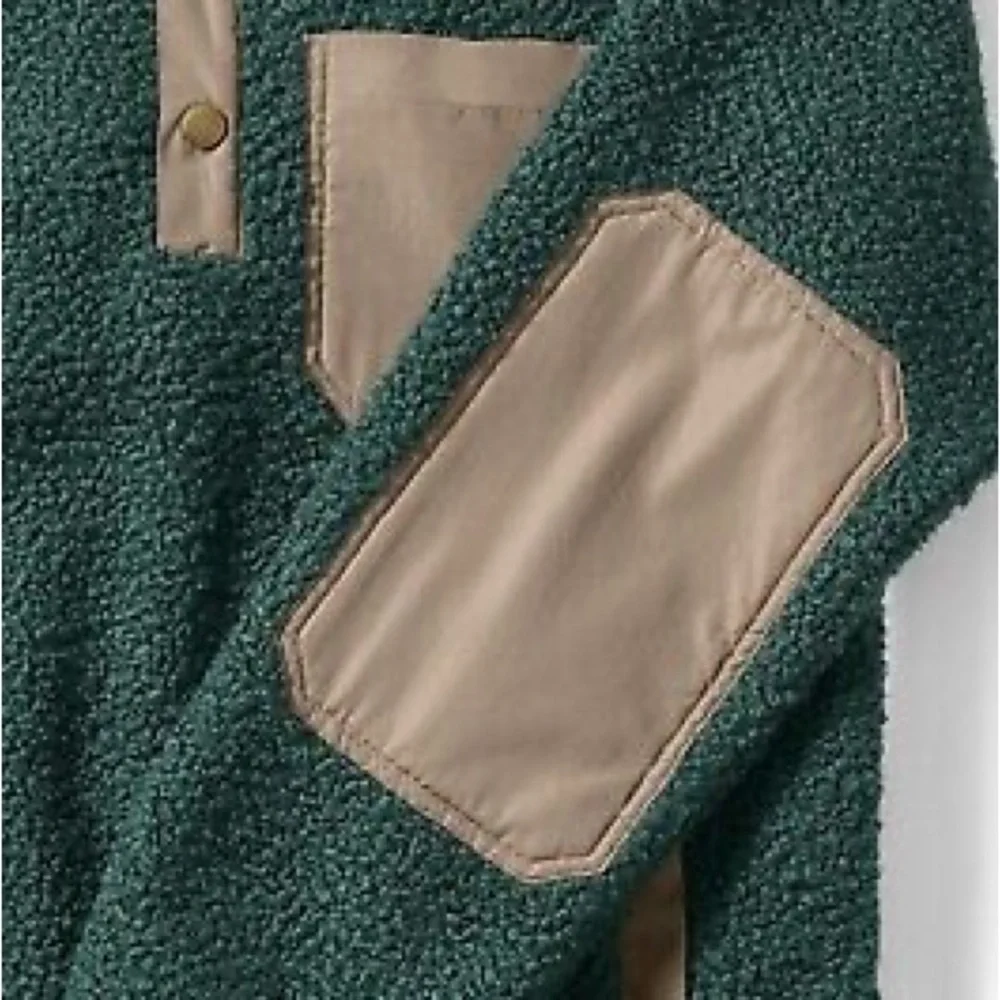 Lands End‎ Half Snap Boucle Fleece Mens Pullover